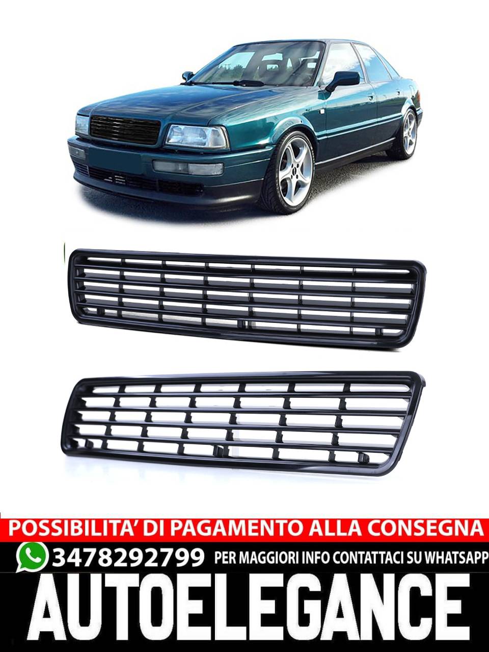 Sport radiator grille without emblem black for Audi 80 B4 limousine avant