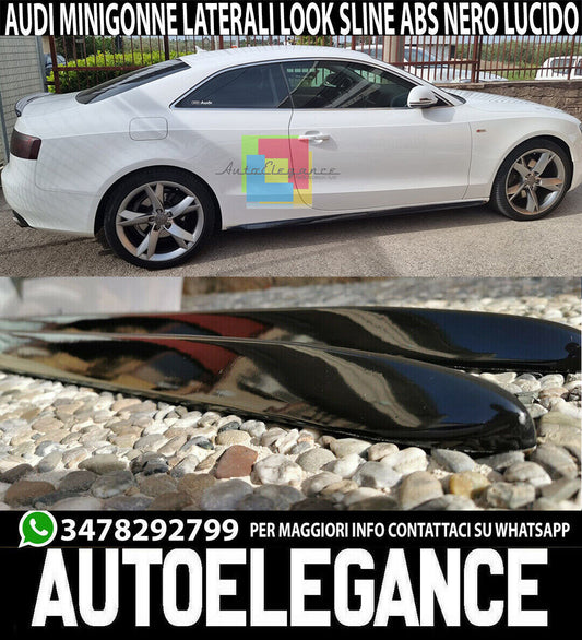 MINIGONNE LATERALI AUDI A5 COUPE SPORTBACK 07-15 SLINE S5 RS5 ABS NERO LUCIDO IT