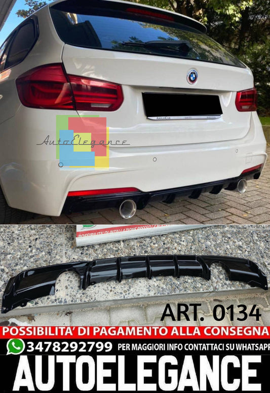 DIFFUSORE ADATTO PER BMW SERIE 3 F30 F31 MSPORT 1+1 NERO LUCIDO LOOK SPORTIVO