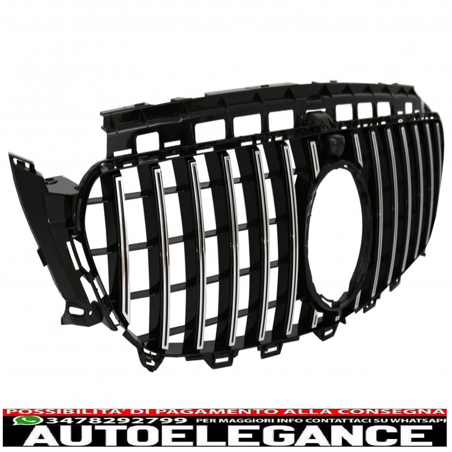 central grille suitable for mercedes e class w213 s213 c238 a238 (2016-2019) gt-r panamericana design black chrome