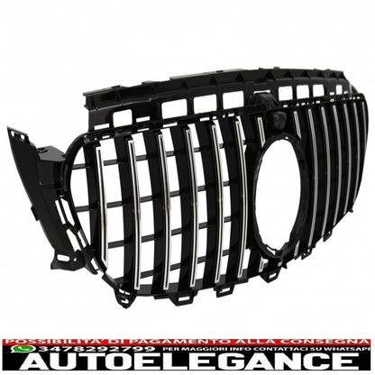 central grille suitable for mercedes e class w213 s213 c238 a238 (2016-2019) gt-r panamericana design black chrome