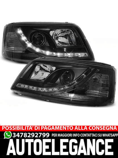 FARI ANTERIORI DAYLIGHT BLACK ADATTI  PER VW TRANSPORTER T5 04.03-08.09