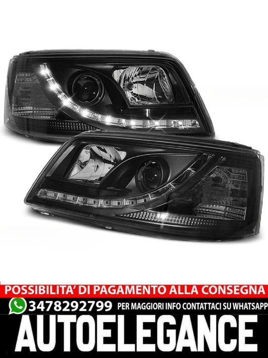 FARI ANTERIORI DAYLIGHT BLACK ADATTI  PER VW TRANSPORTER T5 04.03-08.09