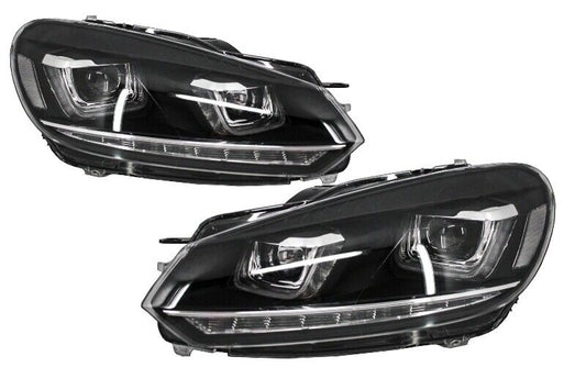 Fari anteriori per VW Golf 6 VI 08-13 LED 3D DRL U-Golf 7 Look Light Flowing Flowing
