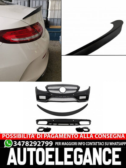 Front Bumper Suitable for Mercedes C-Class C205 Coupe Cabriolet 2014-2019 