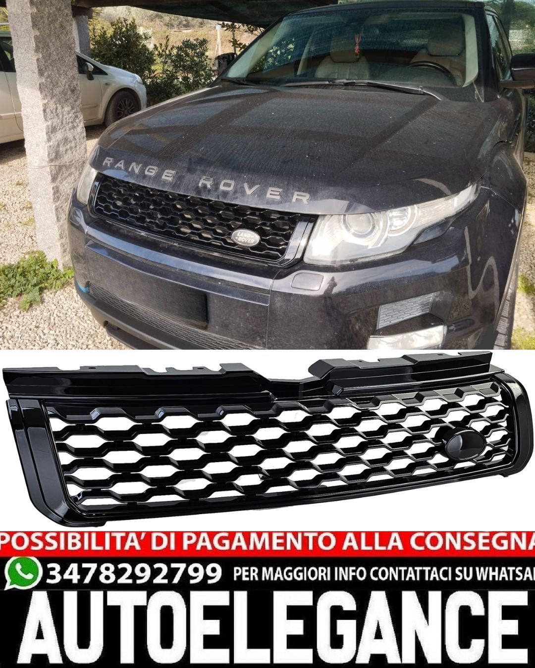 GRIGLIA ANTERIORE ADATTA PER RANGE ROVER EVOQUE L538 2015-2018 LOOK NERO LUCIDO