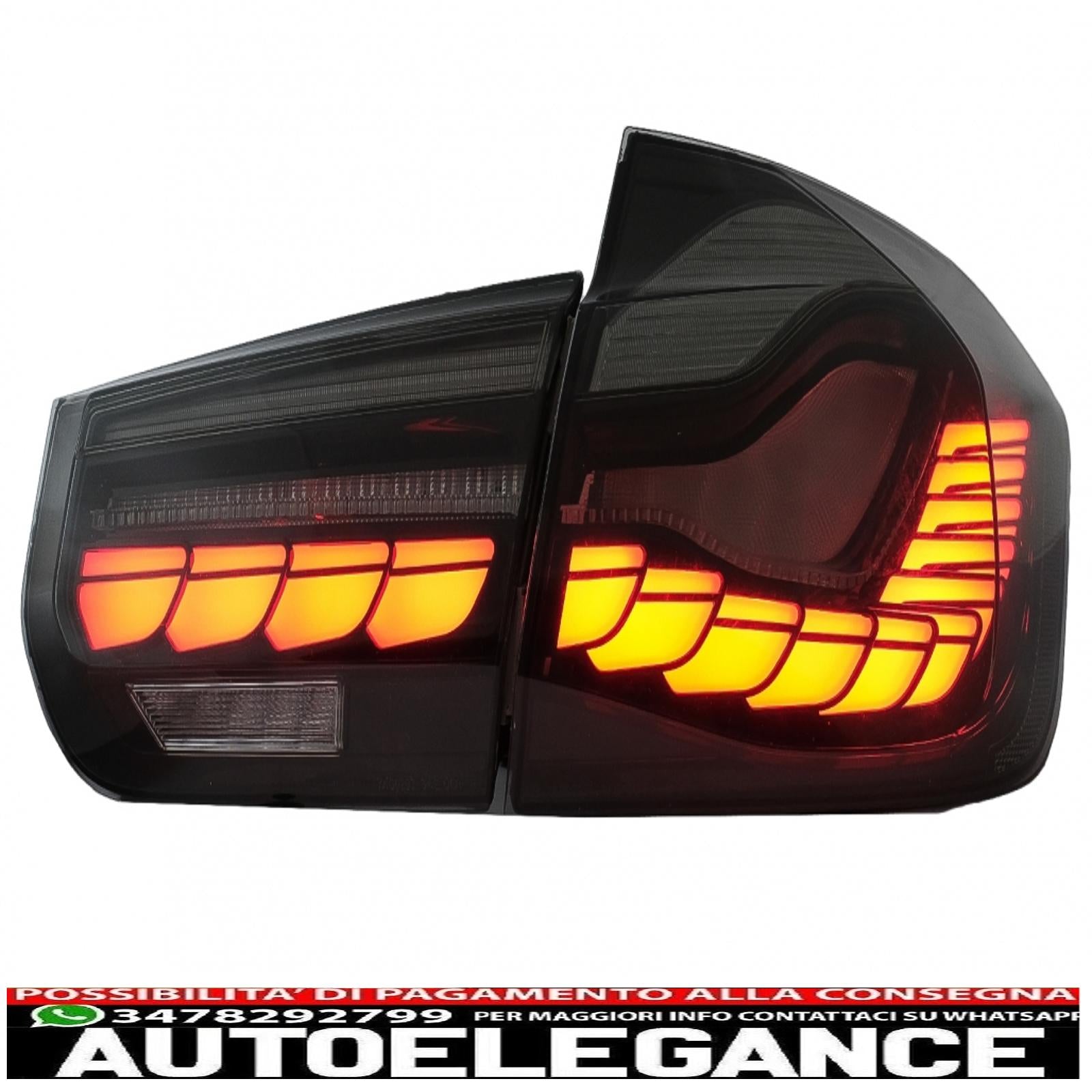 conversione dei fanali posteriori oled al design m4 adatti per bmw serie 3 f30 pre lci e lci (2011-2019) f35 f80 fumo rosso con luci di svolta sequenziali dinamiche AUTOELEGANCERICAMBI