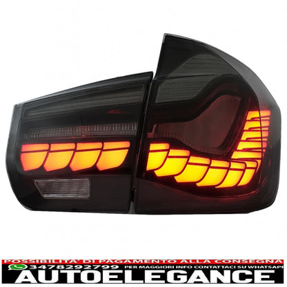 conversione dei fanali posteriori oled al design m4 adatti per bmw serie 3 f30 pre lci e lci (2011-2019) f35 f80 fumo rosso con luci di svolta sequenziali dinamiche AUTOELEGANCERICAMBI