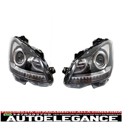 Led drl bi-xenon headlights suitable for mercedes c class w204 restyling (2011-2014)