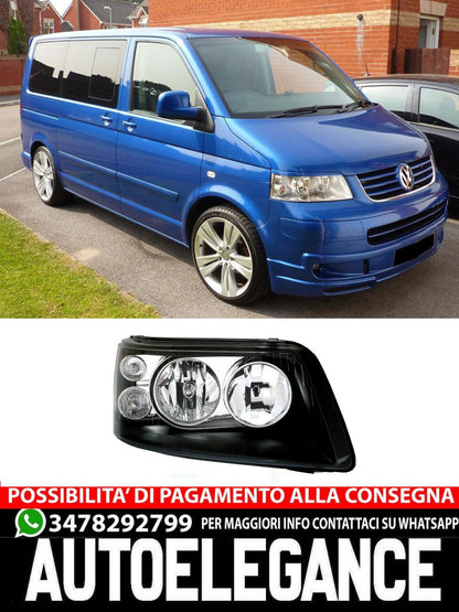 Faro anteriore destro per VW T5 03-09 Nero H1 H7 Faroprincipale LWR motore