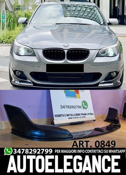 SPLITTER FOR BMW 5 SERIES E60 E61 M TECH UNDER FRONT BUMPER ABS GLOSSY BLACK