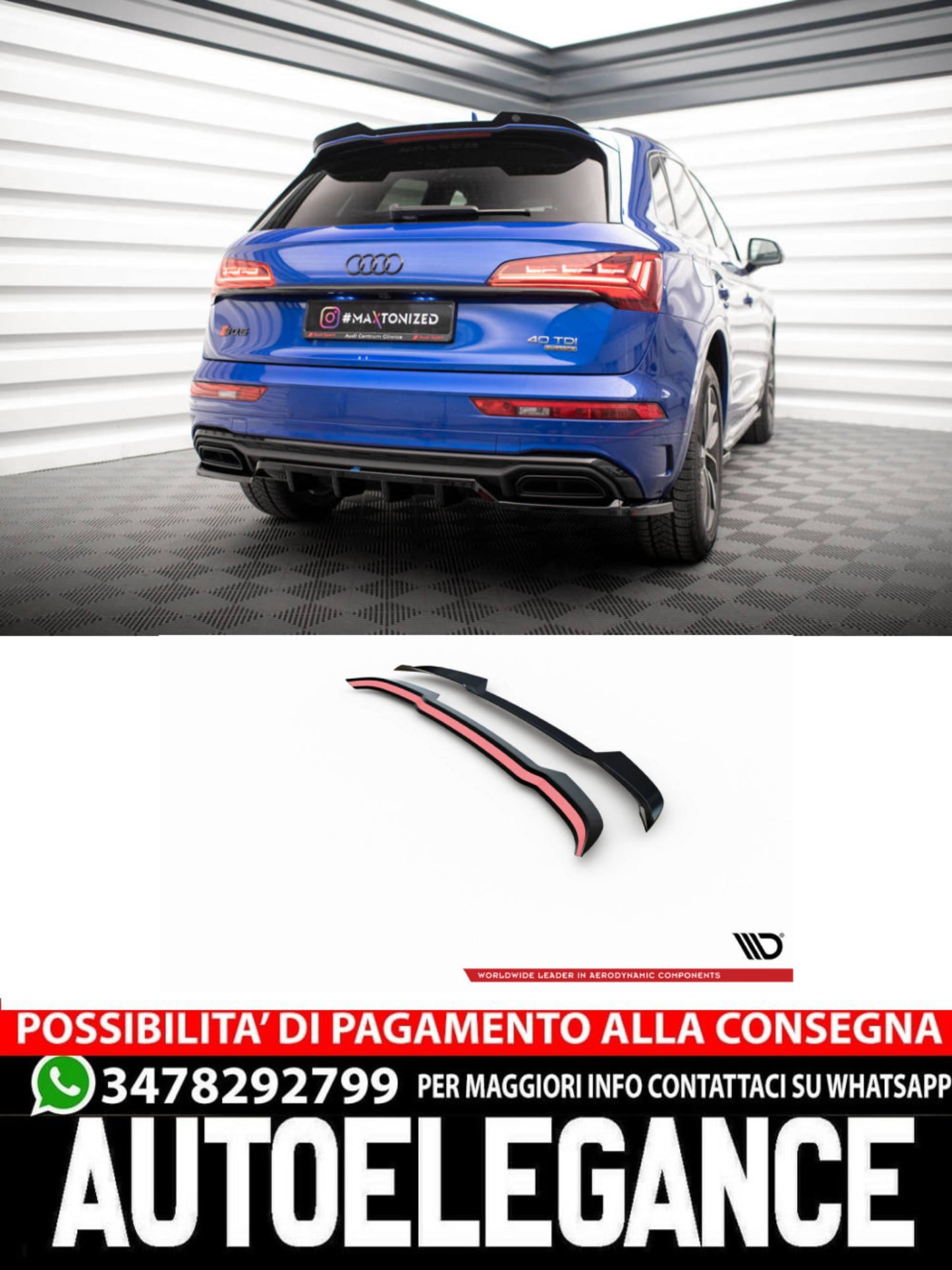 SPOILER CAP adatto per  AUDI Q5 S-LINE SUV MK2 FACELIFT  2020-