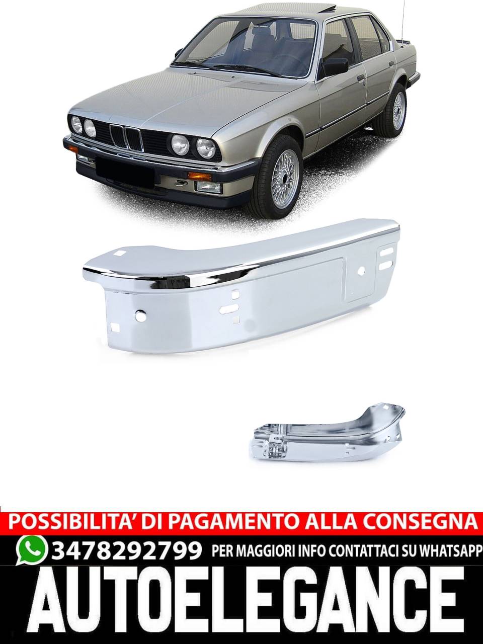Paraurti anteriore cromato angolo sinistro adatto a BMW Serie 3 E30 82-87