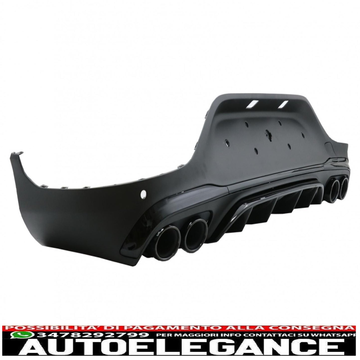 rear diffuser with black tailpipes suitable for mercedes glc coupe facelift c253 (2020-up) glc43 design night package 