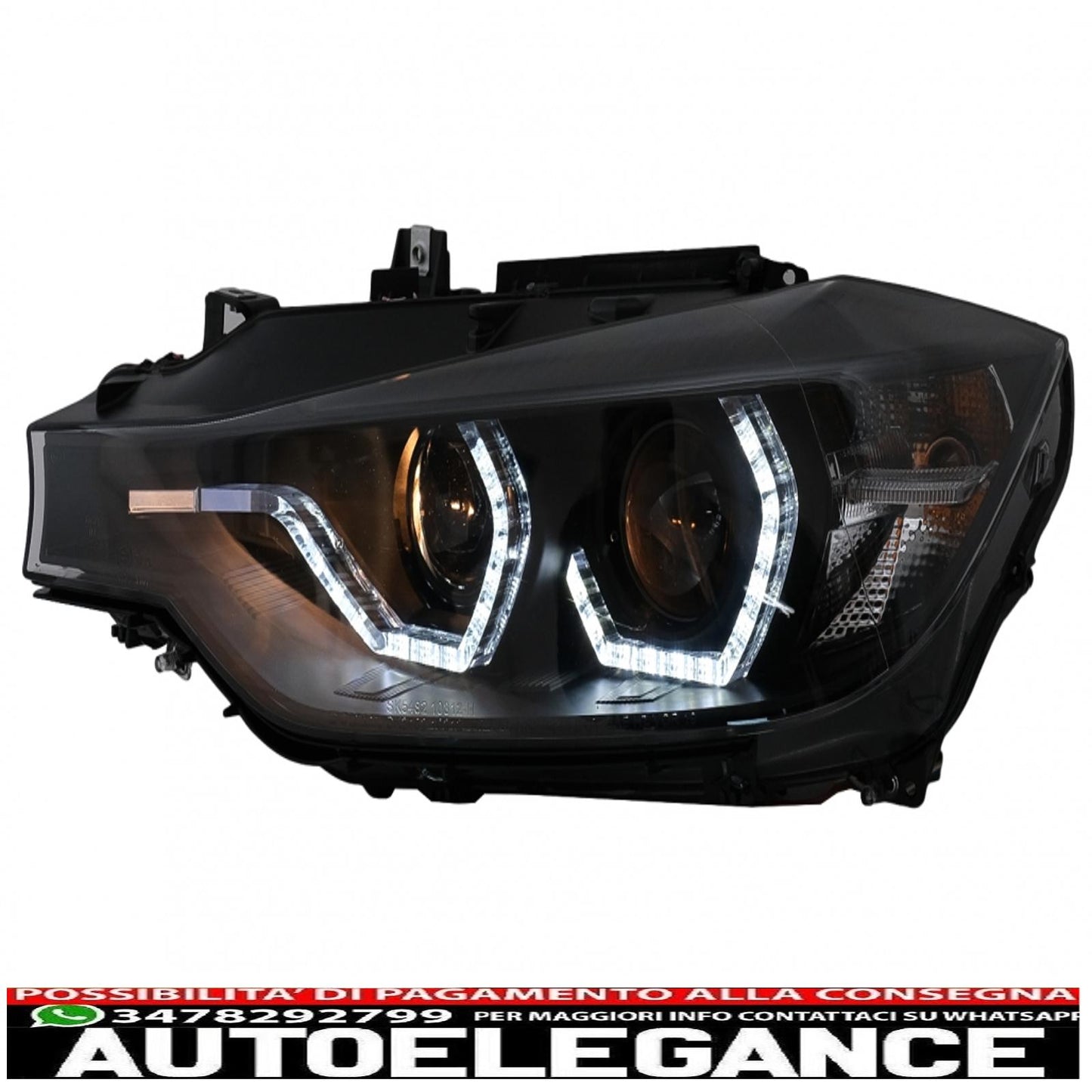 LED DRL Angel Eye headlights suitable for BMW 3 Series F30 F31 LCI Sedan Touring (2015-2019) black