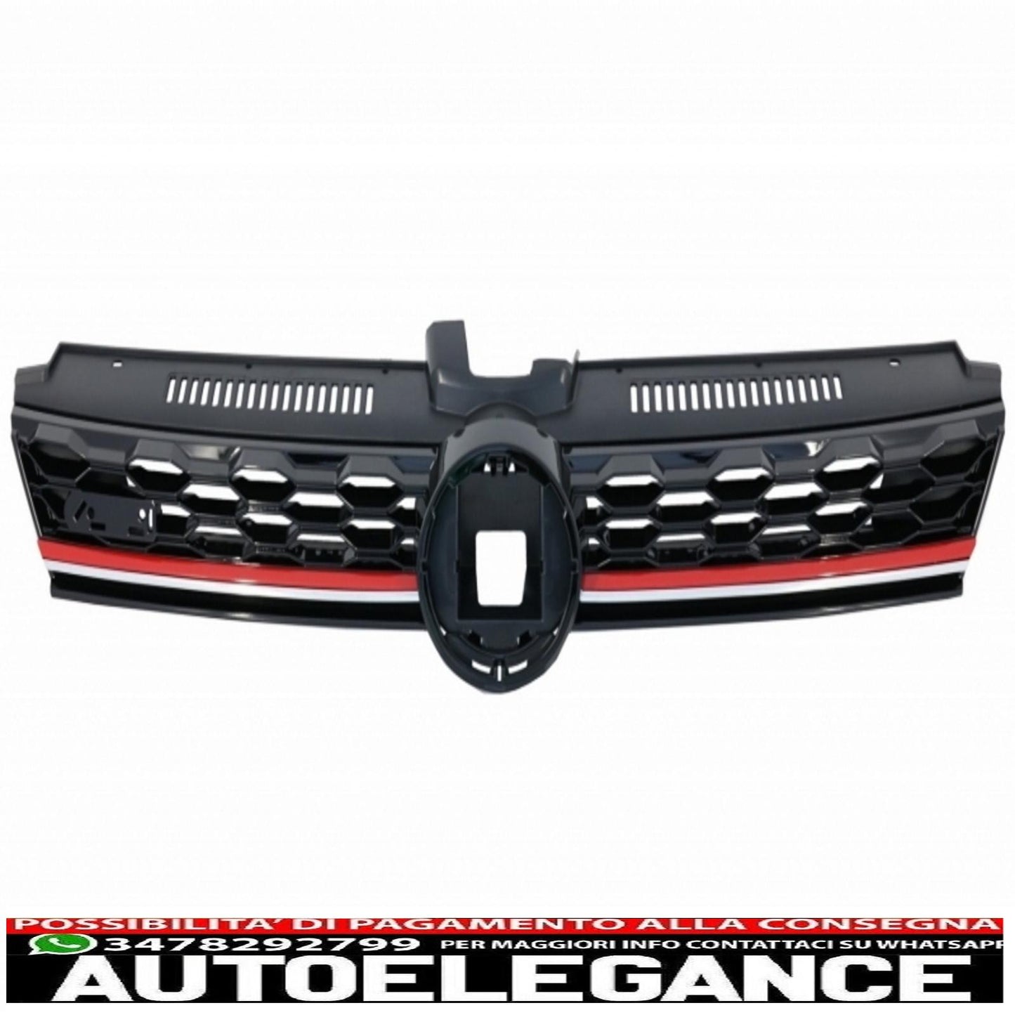 Spoiler di estensione del labbro del paraurti anteriore con griglia centrale senza badge e diffusore posteriore adatto per VW Golf 7.5 Facelift (2017-2020) Piano Black & Red