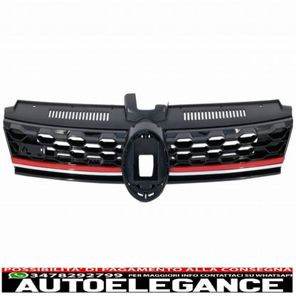 Spoiler di estensione del labbro del paraurti anteriore con griglia centrale senza badge e diffusore posteriore adatto per VW Golf 7.5 Facelift (2017-2020) Piano Black & Red