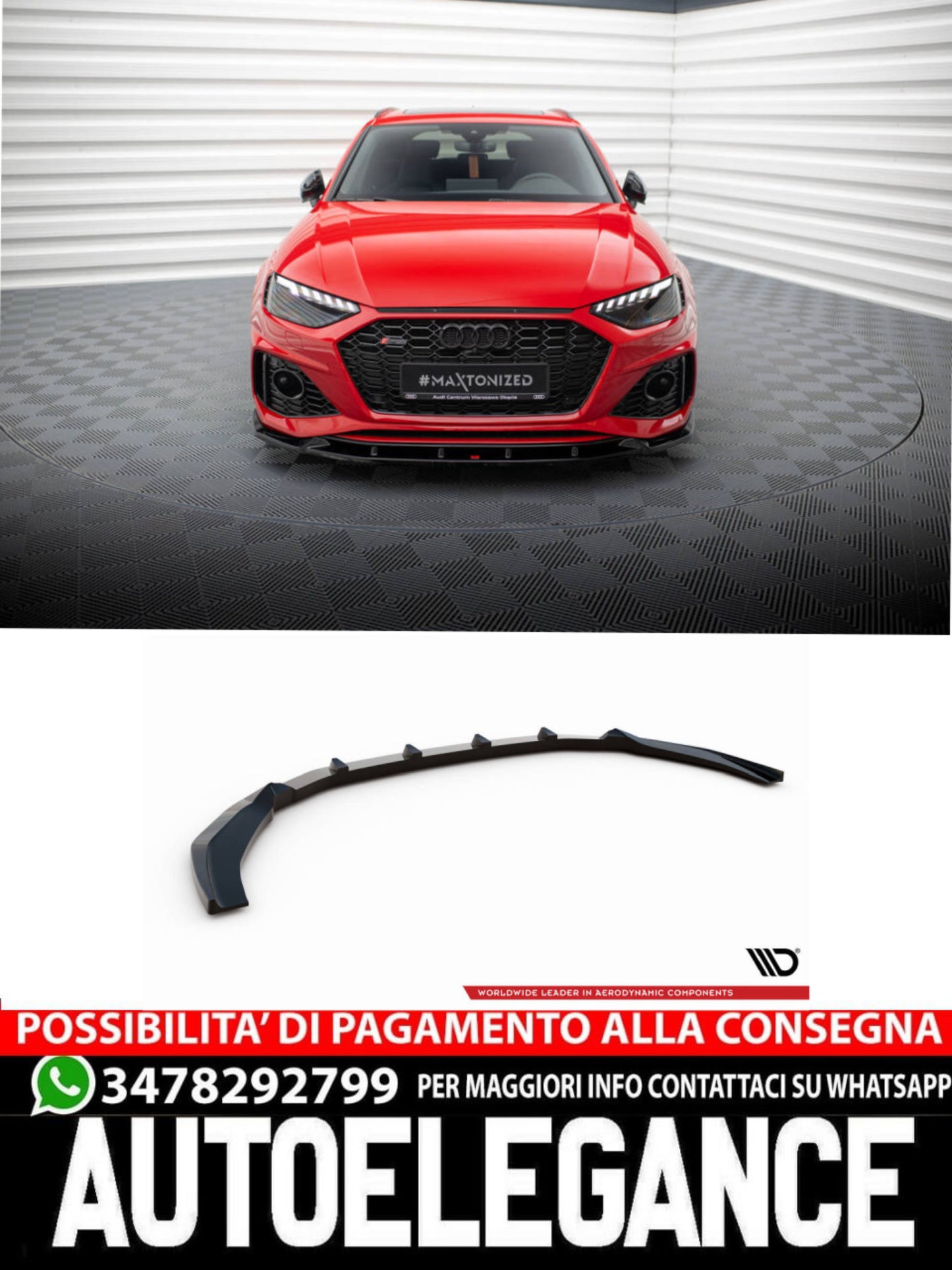 SPLITTER ANTERIORE V.2 adatti per AUDI RS4 B9 FACELIFT  2019 -