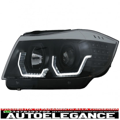 Fari anteriori angel eye 3d a led adatti per bmw serie 3 e90 limousine e91 touring (03.2005-08.2008) guida a sinistra nera