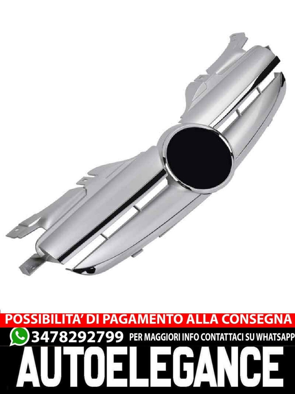 GRIGLIA RADIATORE SPORTIVA ARGENTO + GRIGLIA CROMATA ADATTA PER MERCEDES R170 SLK