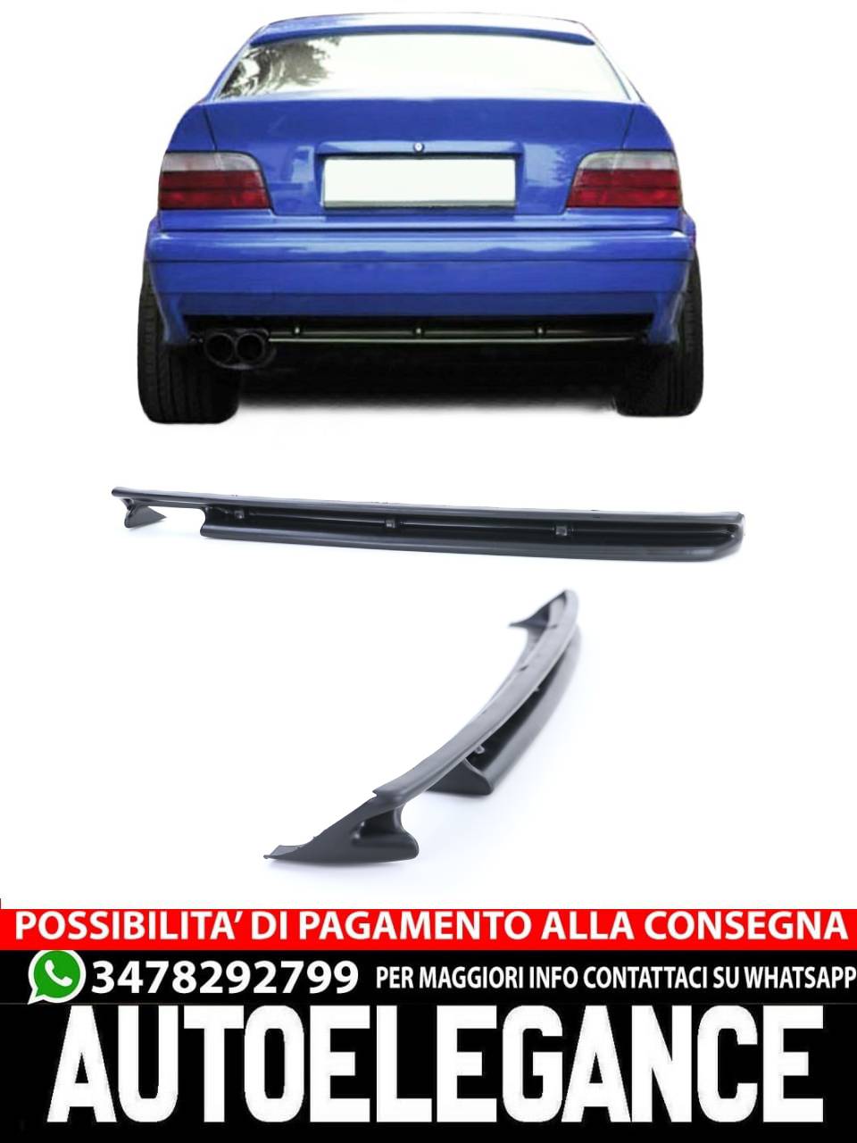 Inserto diffusore posteriore sportivo doppio tubo sinistro per BMW Serie 3