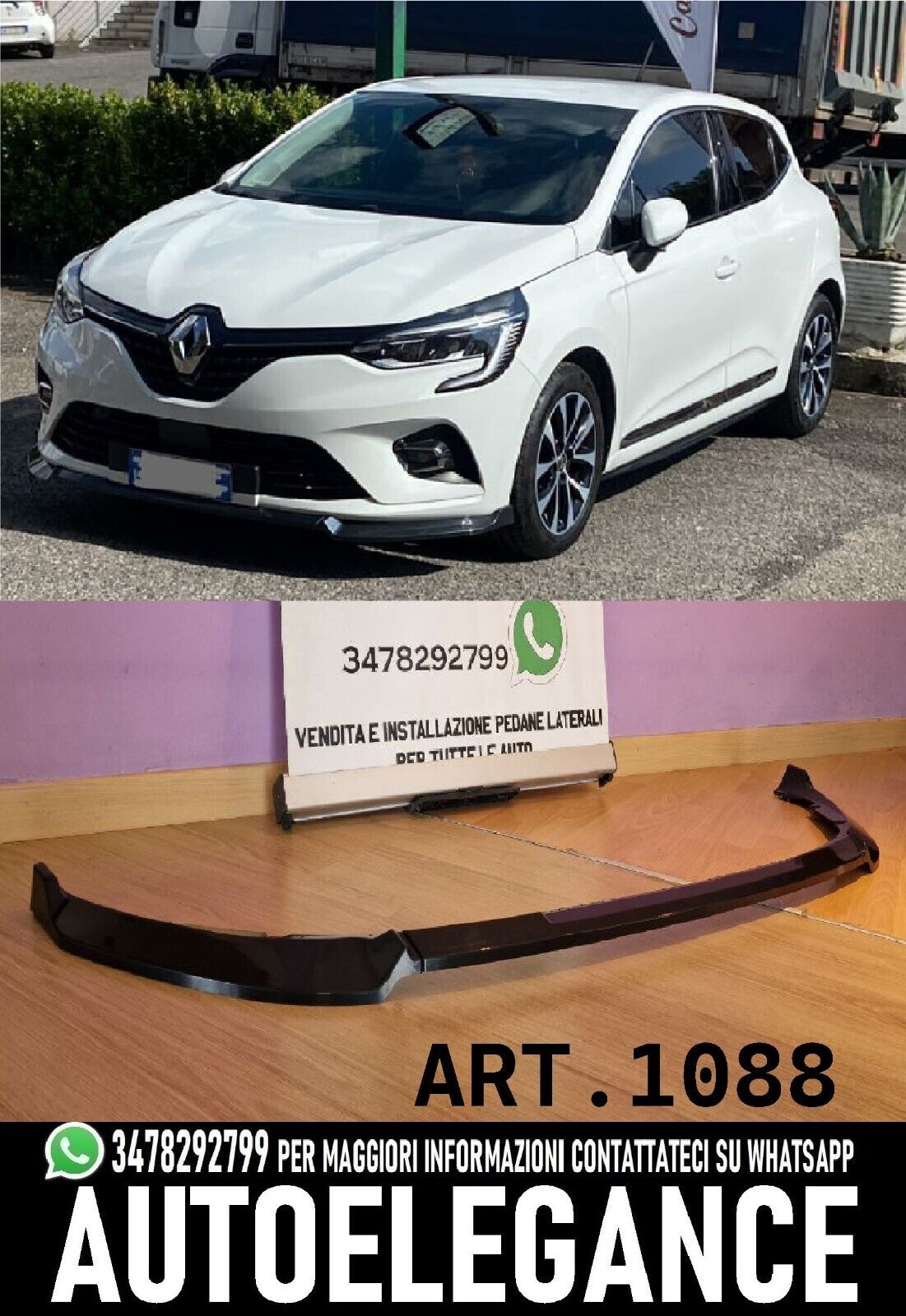 SPLITTER 3 PIECES SUITABLE FOR RENAULT CLIO 5 RS LOOK EVO V1 BLACK