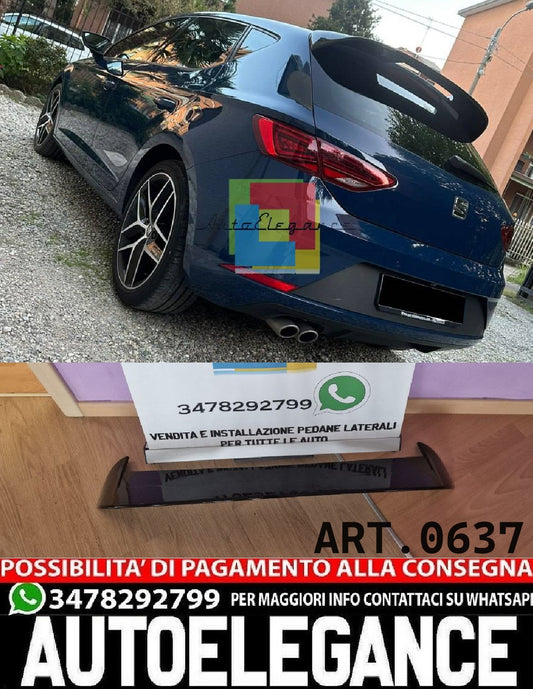 SPOILER TETTO ADATTO PER SEAT LEON 5F 2012-2020 5 PORTE NERO LUCIDO