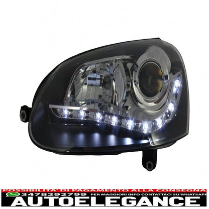 daytime running lights suitable for vw golf v 5 (2003-2009) black