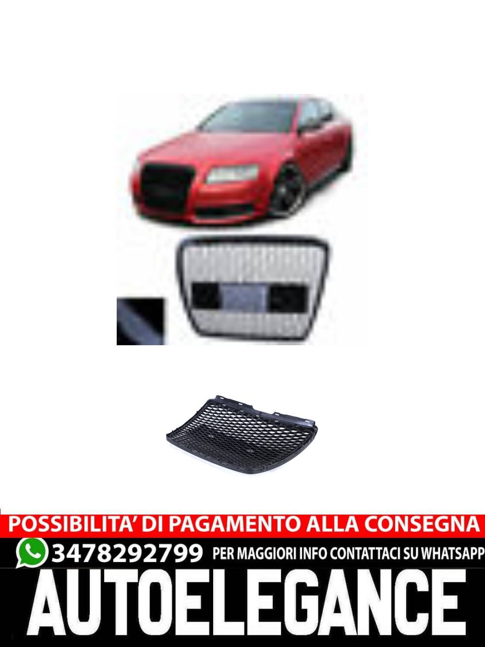 Griglia radiatore sportivo a nido d'ape senza emblema nero lucido per Audi A6 C6