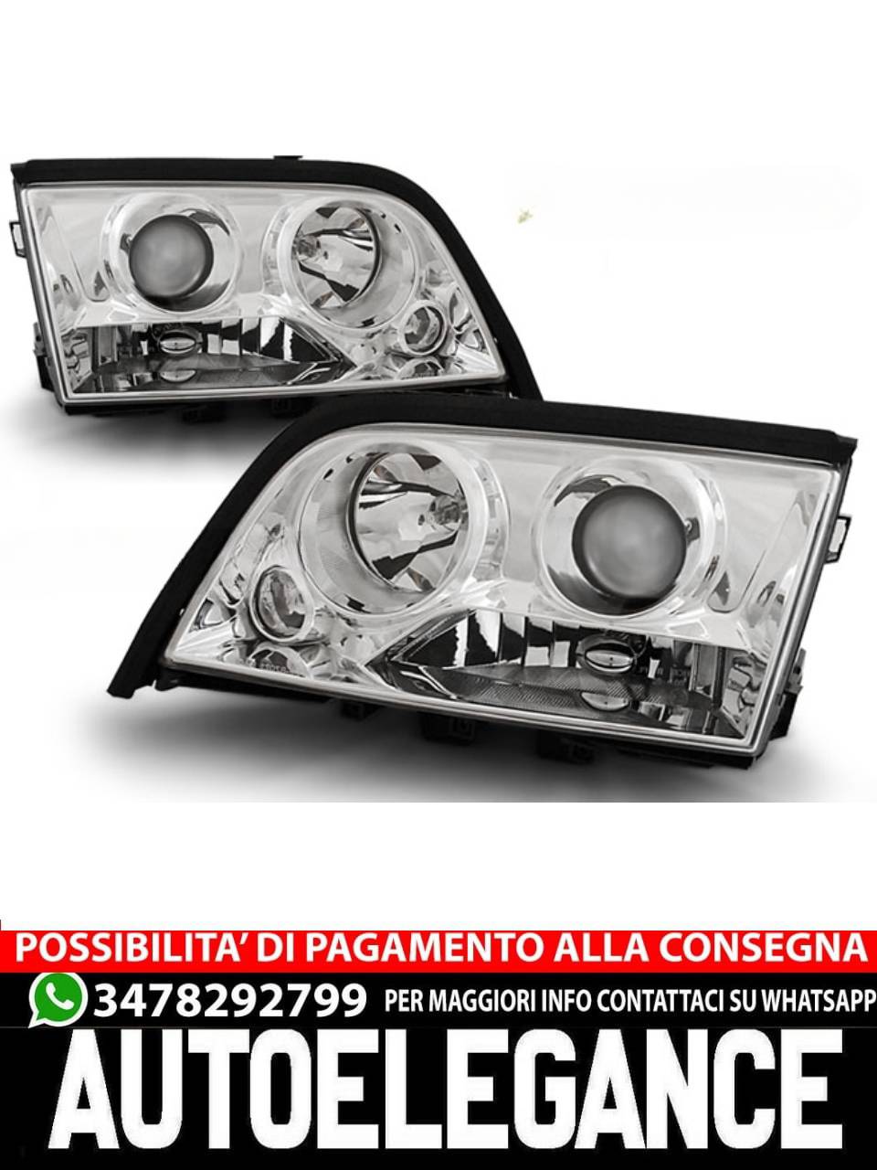 CHROME HEADLIGHTS for MERCEDES W202 C-Class 06.93-06.00 