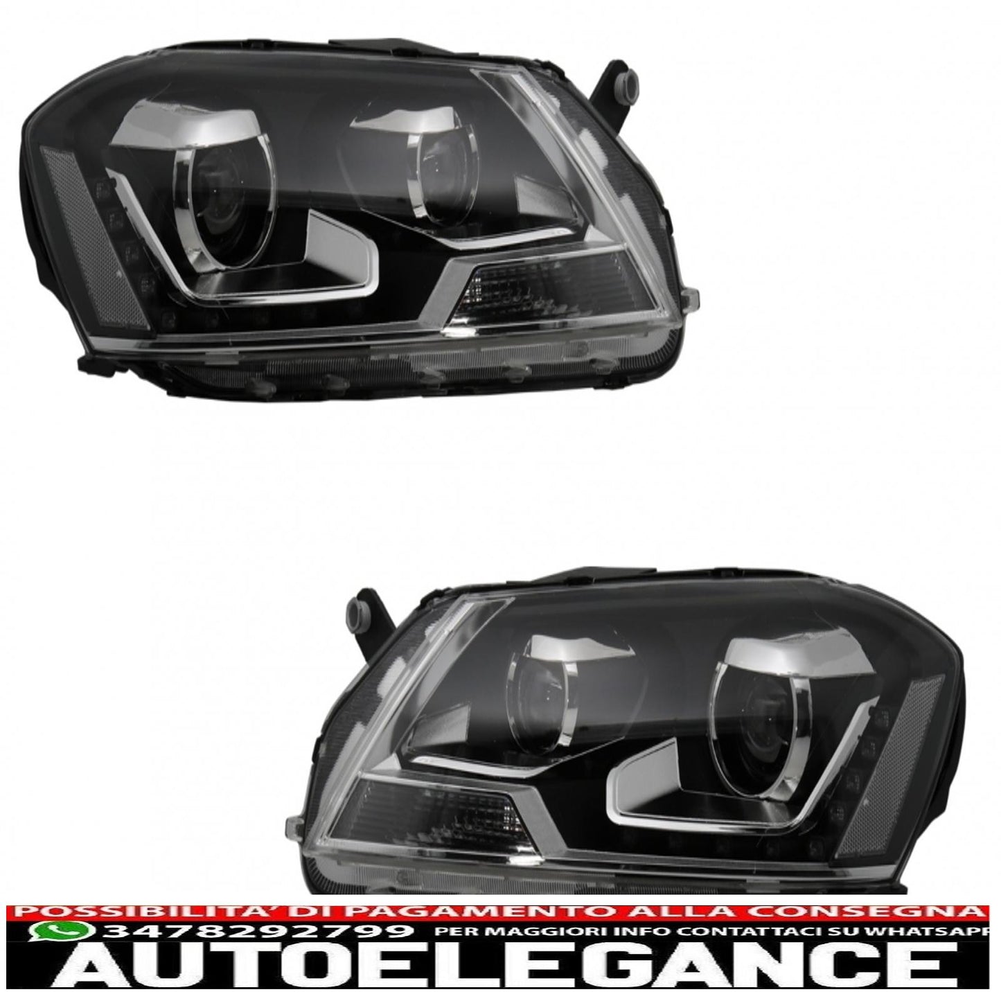 LED DRL headlights suitable for VW Passat 3C B7 (11/2010-10/2014) black