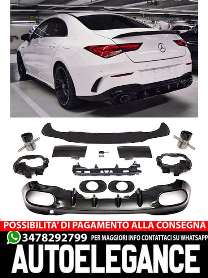 For Mercedes W118 C118 CLA CLASS Diffuser + Bumper Exhaust 1x1 BLACK AMG 