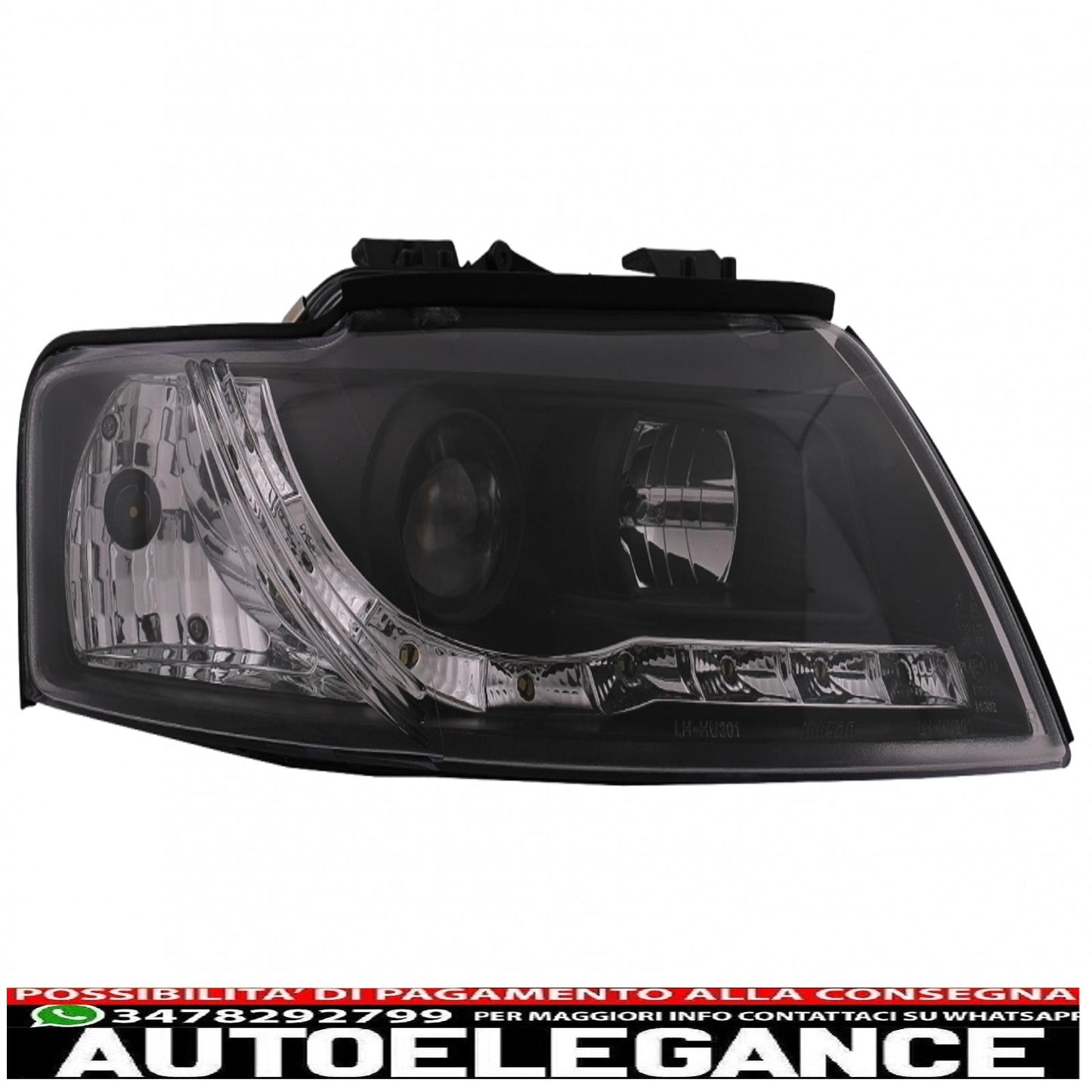 fari anteriori drl led adatti per audi a4 cabriolet b6 8h7 8he (2002-2006) neri