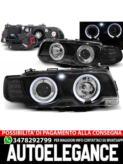 XENON HEADLIGHTS ANGEL EYES BLACK SUITABLE COMPATIBLE FOR BMW E38 09.98-07.01 