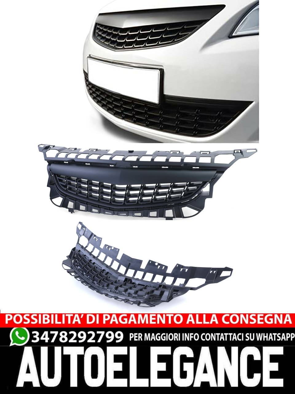 Griglia radiatore sportiva senza emblema nera per Opel Astra J 5 porte 09-12