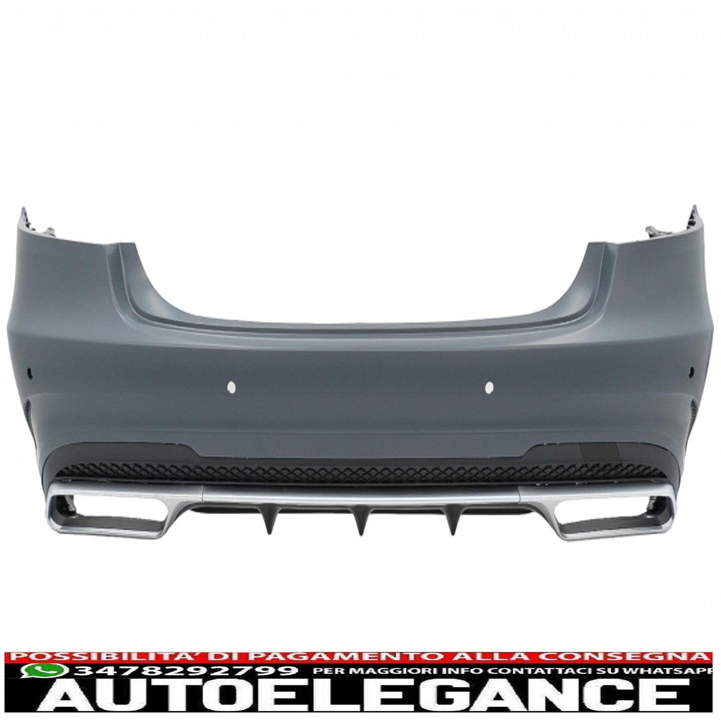 Rear bumper with black exhaust tips and LED light bar taillights suitable for mercedes w212 e class facelift (2009-2012) e63 design 