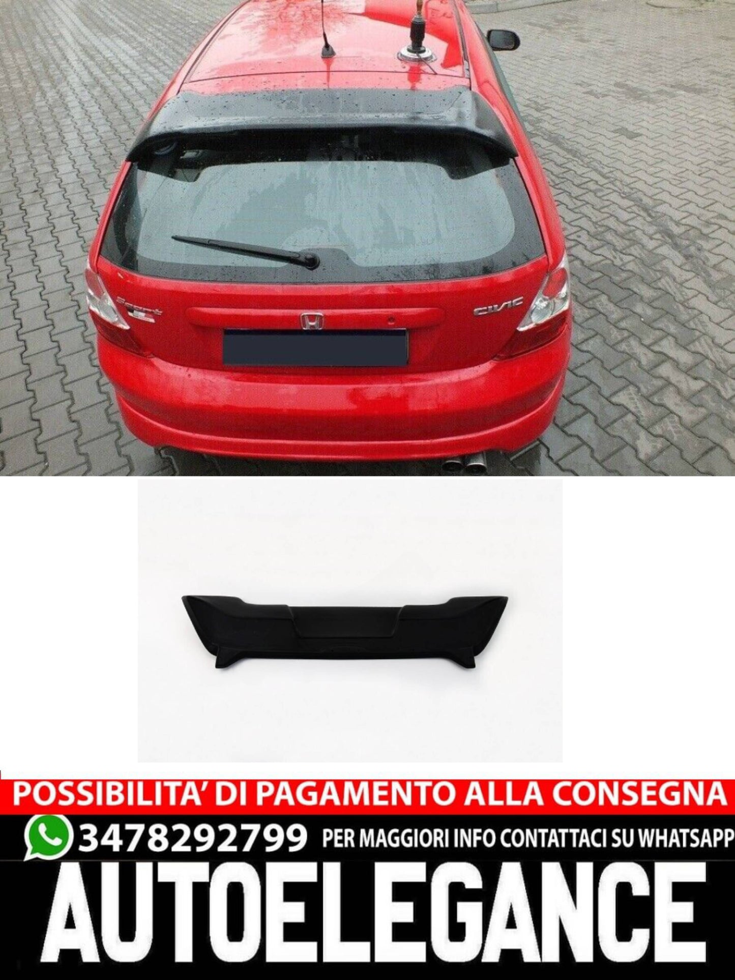 SPOILER adatto per HONDA CIVIC 7 HB 2000-2006