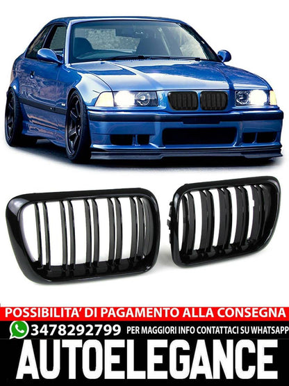 Glossy Double Bar Sport Radiator Grille for BMW 3 Series E36 96-99