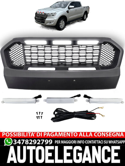 Griglia a nido d'ape Performance nera con LED adatta per Ford Ranger T7 16-19