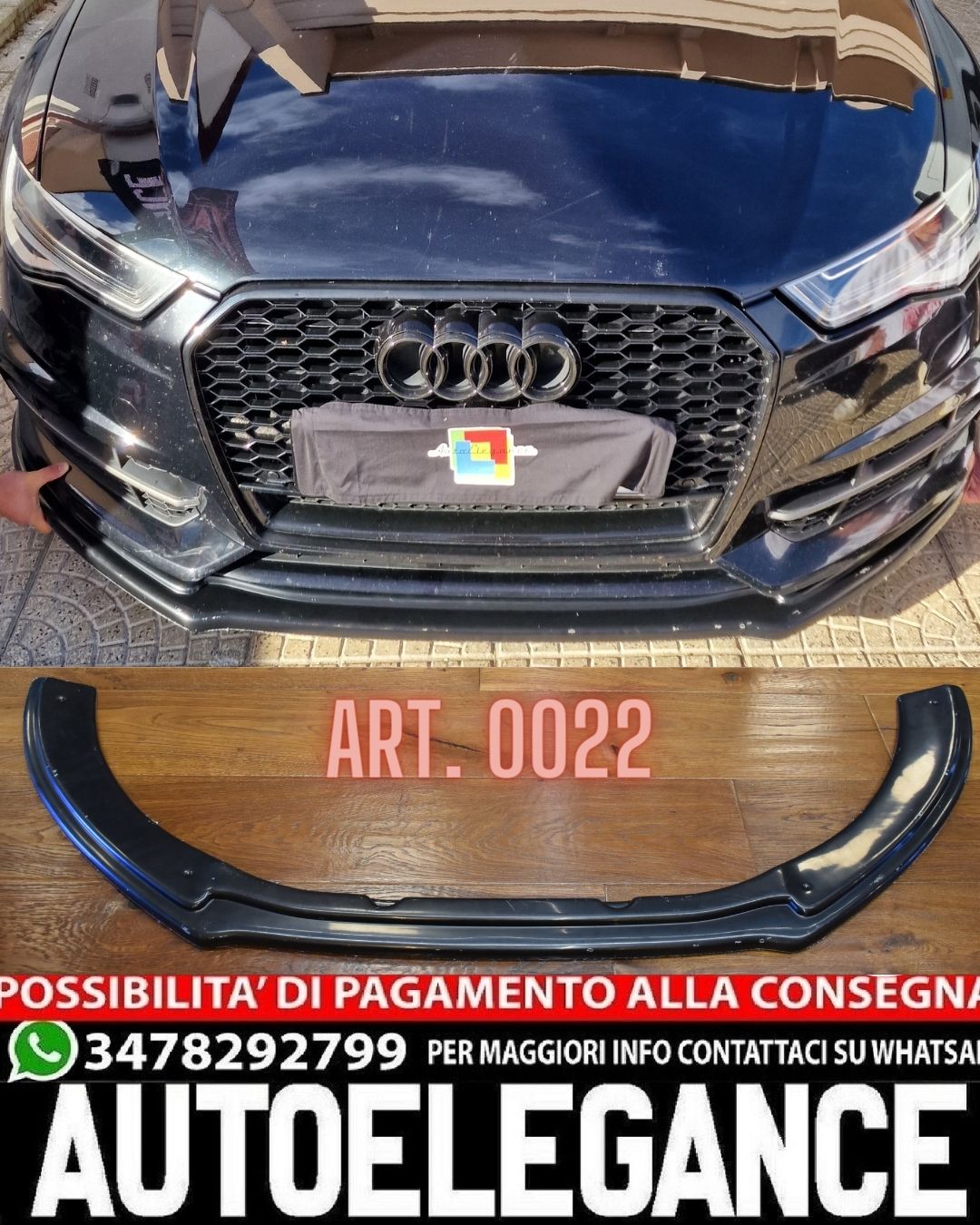 SPLITTER ADATTO PER AUDI A6 4G C7 RS6 2011-2018 LOOK NERO LUCIDO DESIGN SPORTIVO