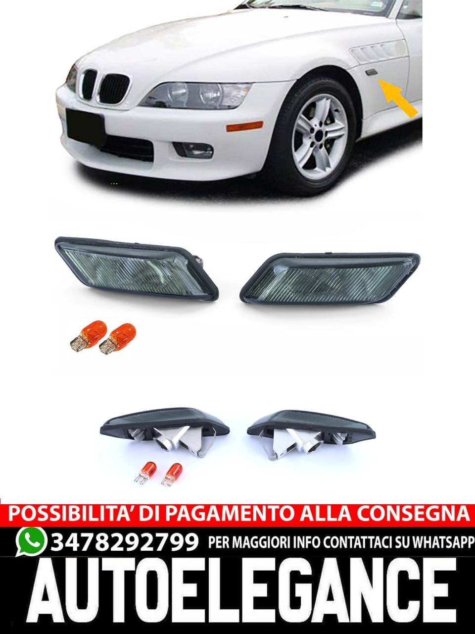 Coppia frecce laterali nero fumè adatte per BMW Z3 96-03 AUTOELEGANCERICAMBI