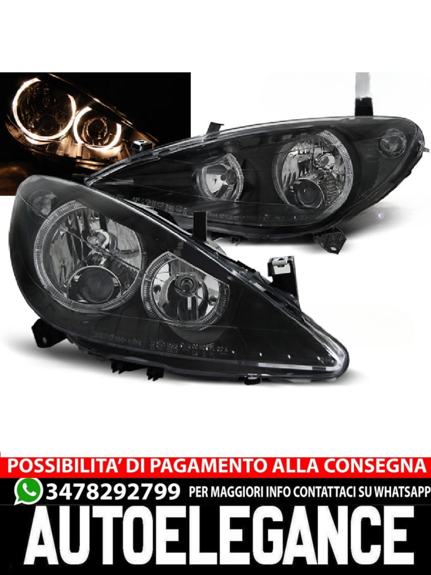 FARI ADATTI COMPATIBILI PER PEUGEOT 307 04.01-06.05 ANGEL EYES NERO