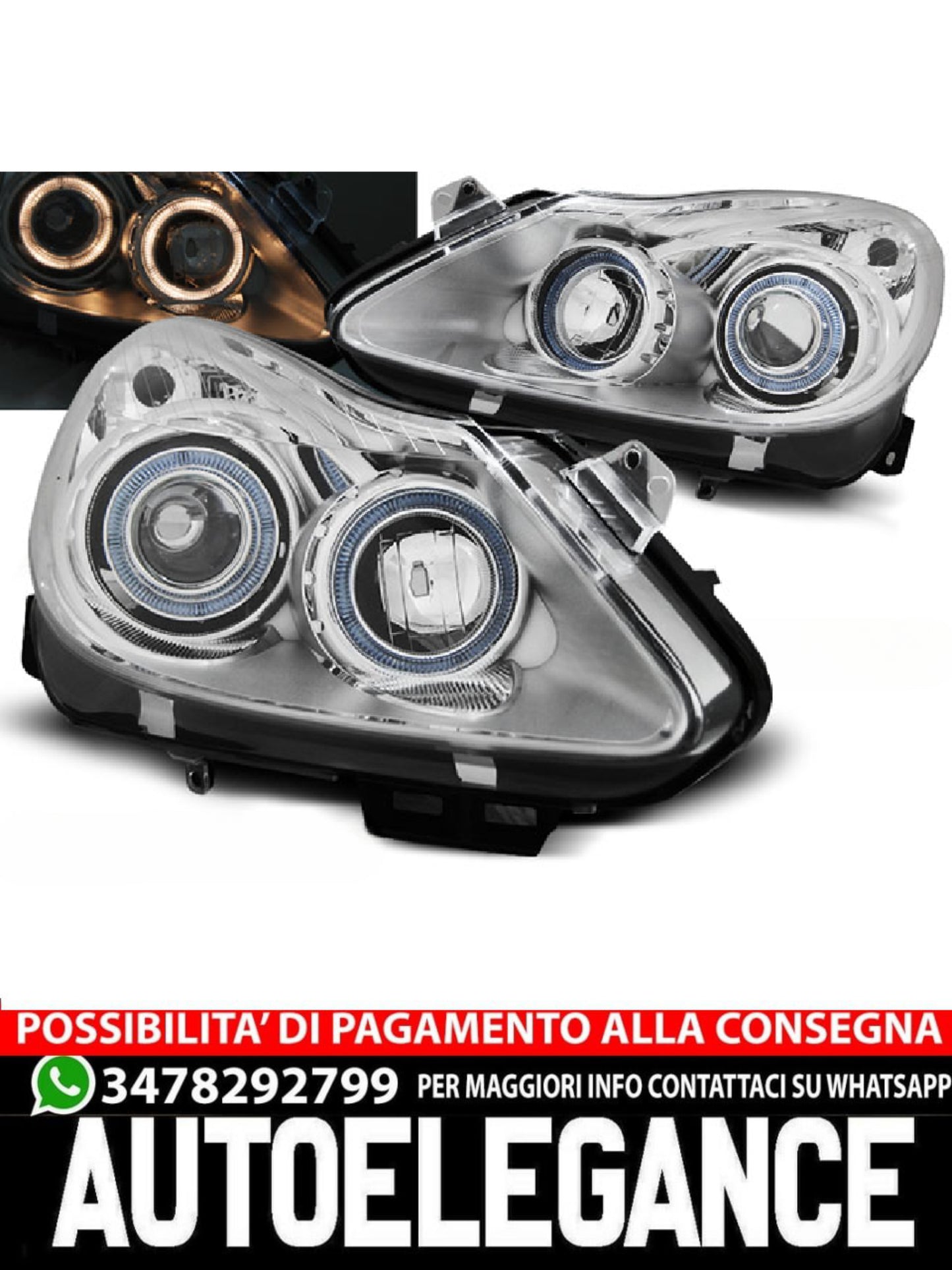 ANGEL EYES BLACK HEADLIGHTS SUITABLE FOR OPEL CORSA D 04.06-11 