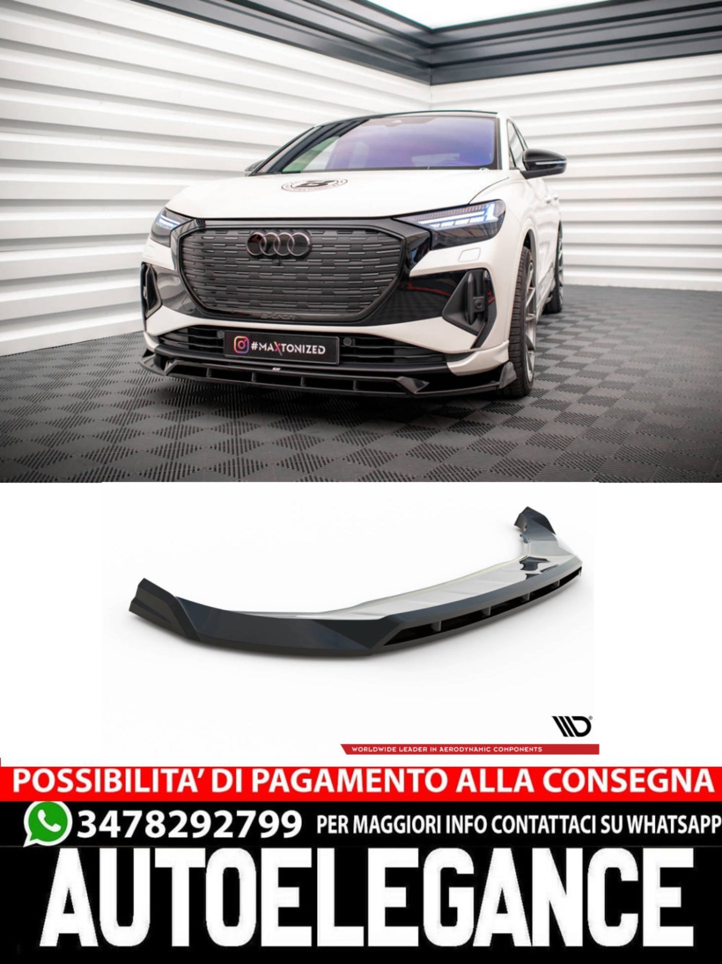 SPLITTER ANTERIORE adatto per  V.2 AUDI Q4 E-TRON SPORTBACK MK1  (2021 - )