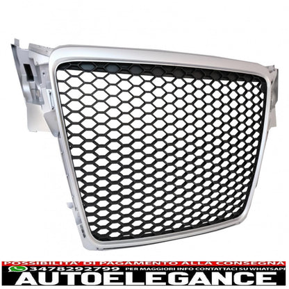 griglia anteriore senza badge adatta per audi a4 b8 (2007-2012) limousine avant rs design argento