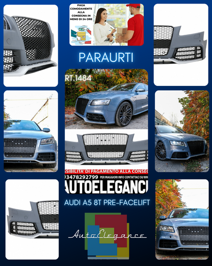 PARAURTI ANTERIORE ADATTO PER AUDI A5 8T PRE-FACELIFT LOOK GREZZO DESIGN RS5