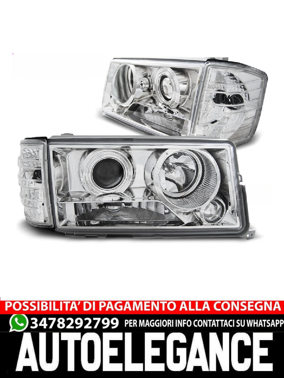 CHROME HEADLIGHTS for MERCEDES W201/190 12.82-05.93