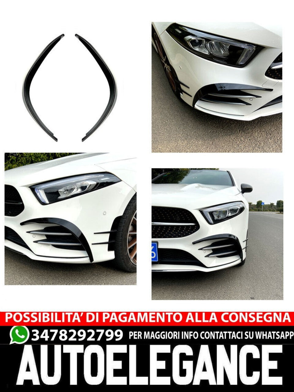 Adatto per Mercedes W177 Classe A anteriore AMG OTTICA AERO FLAPS NERO