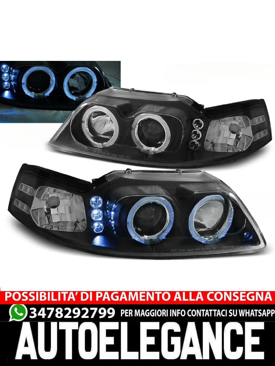 FARI NERI ANGEL EYES ADATTI COMPATIBILI PER FORD MUSTANG 98-04