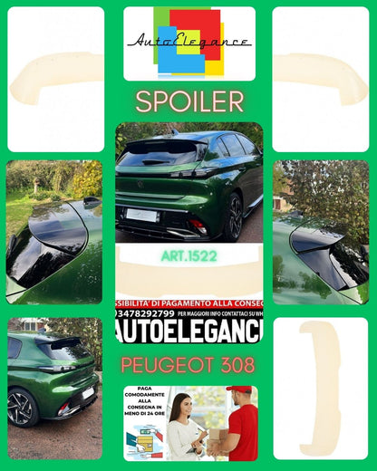 SPOILER TETTO ADATTO PER PEUGEOT 308 2021+ LOOK NERO LUCIDO DESIGN SPORTIVO